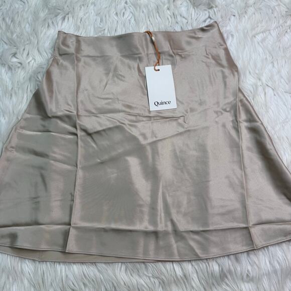 Quince 100% Washable Silk Mini Skirt Champagne Size XS Luxury Old Money NWT - Picture 6 of 13